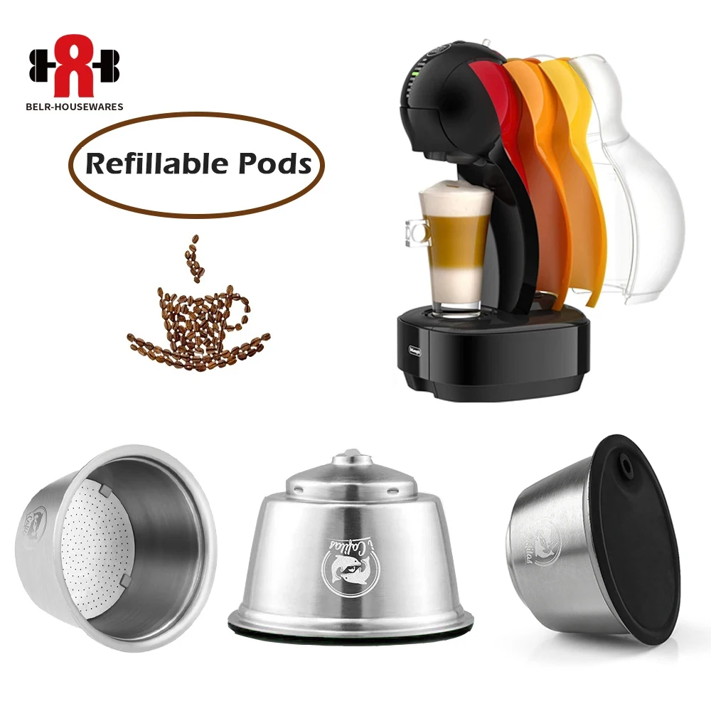 Tazza riutilizzabile per Capsule di caffè compatibile per colori Dolce Gusto Lumio filtro ricaricabile corpo in acciaio inossidabile coperchio