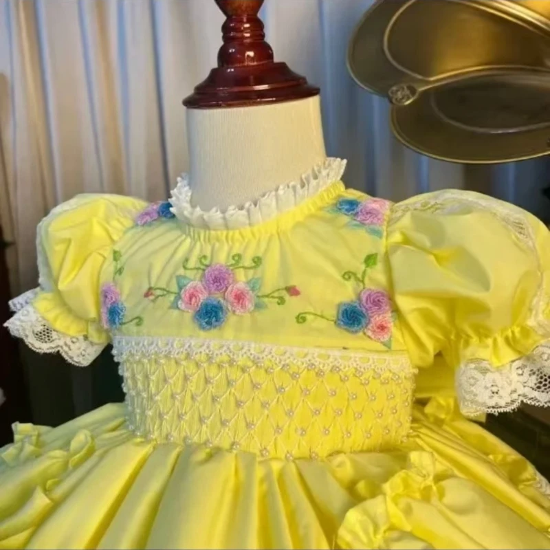 Handmade New Flower Girls Lolita Dress Vitange Cute Sweet Tutu Dress Girls Princess Party Birthday Boutique Wedding Dress