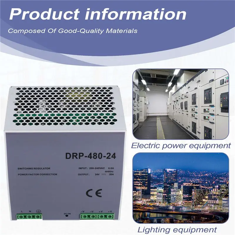 Special Offer~DRP-480 24V 480W Din Rail Power Supply Ac-Dc Driver Voltage Regulator Power Suply 100V-240V