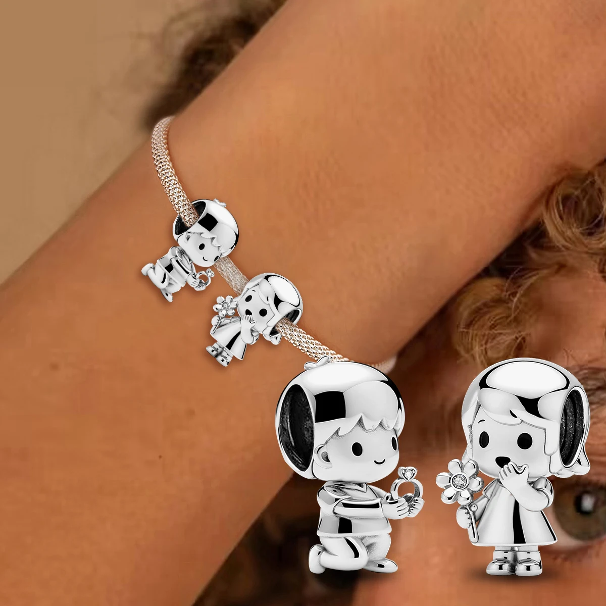 925 Sterling Silver Boys Girls Couple Proposal Confession Series Charms Beads Fit Original Bracelets Fine Jewelry Gift