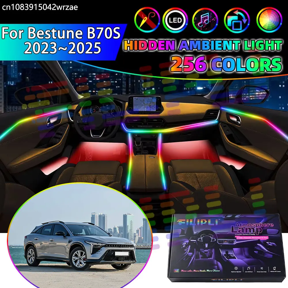 For Bestune B70S 2023 2024 2025 RGB Car Interior Ambient Lights Strips Breathing Lighting Kit App Control LED strips Auto Parts