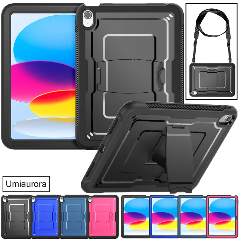 

For IPad Pro 10.5 7th 8th 9th 10.2 10th 10.9 11th Gen 11 inch A16 2025 Full Body Rugged Tablet Case Kickstand Strap Cover Funda