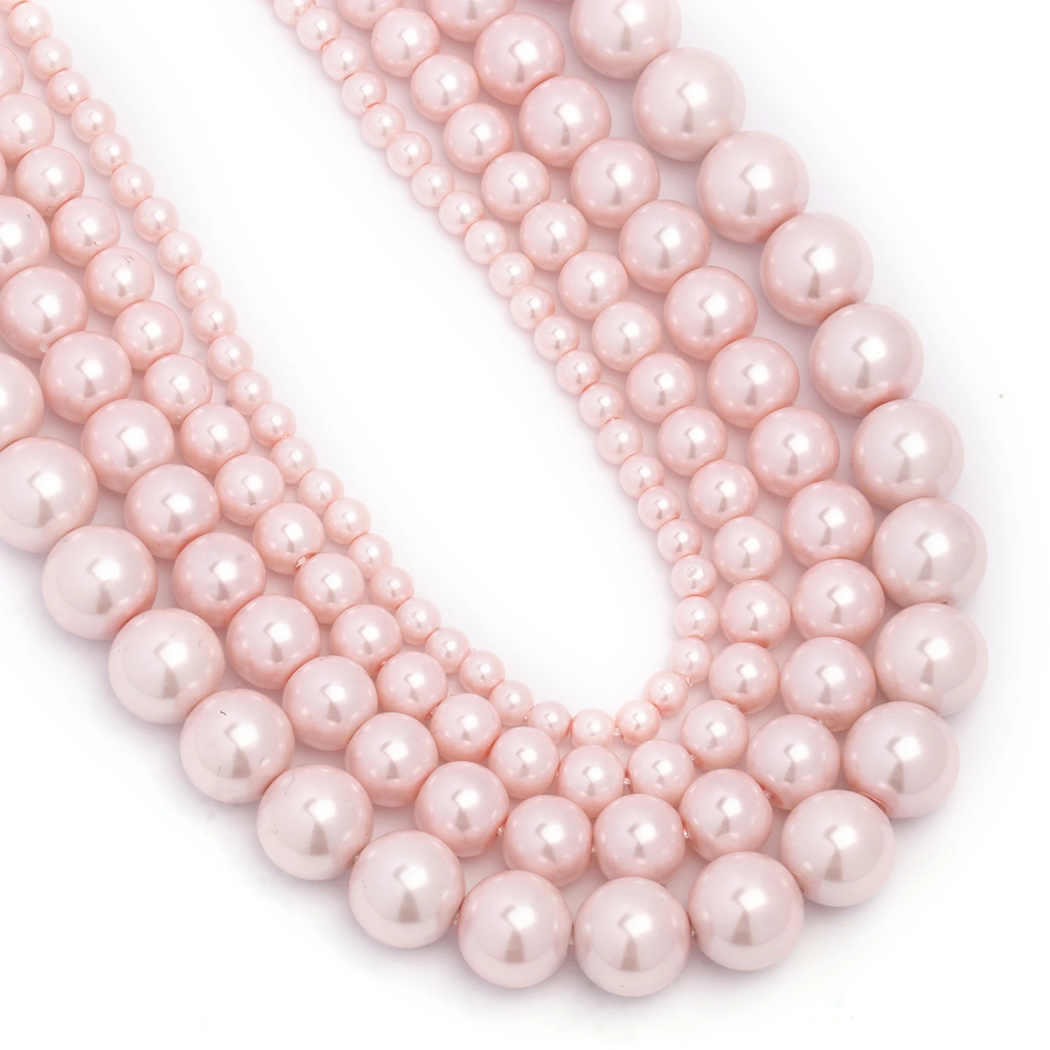 Wholesale Glass Imitation Pearl Beads Light Pink Spacer Bead For Jewelry Making Diy Bracelet Accessorie 4 6 8 10mm