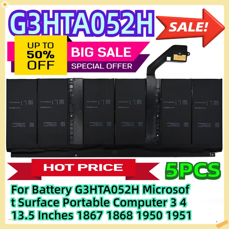 

For Battery G3HTA052H Microsoft Surface Portable Computer 3 4 13.5 Inches 1867 1868 1950 1951 5pcs