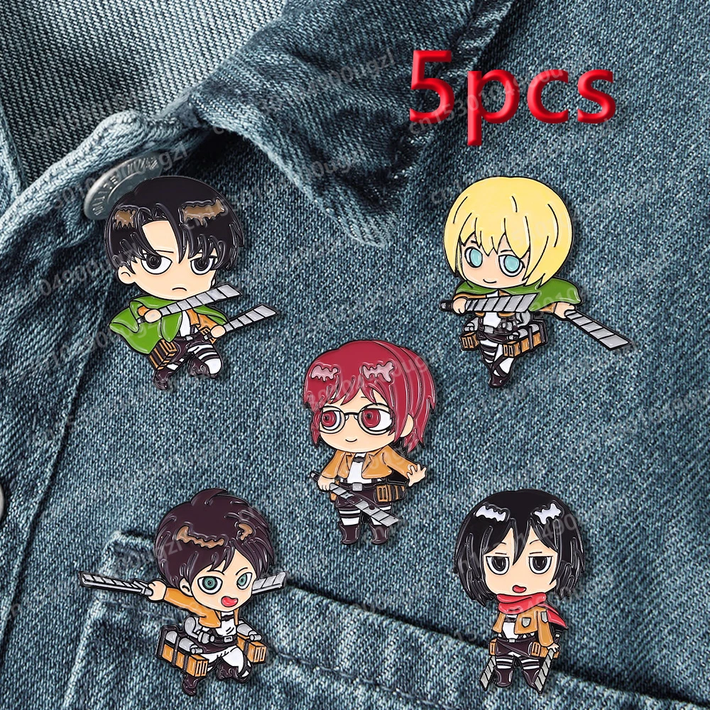 Anime Brooches Attack on Titan Cute Badges Lapel Pins for Backpacks Metal Enamel Pin Pines Men Fashion Jewelry Accessories Gifts