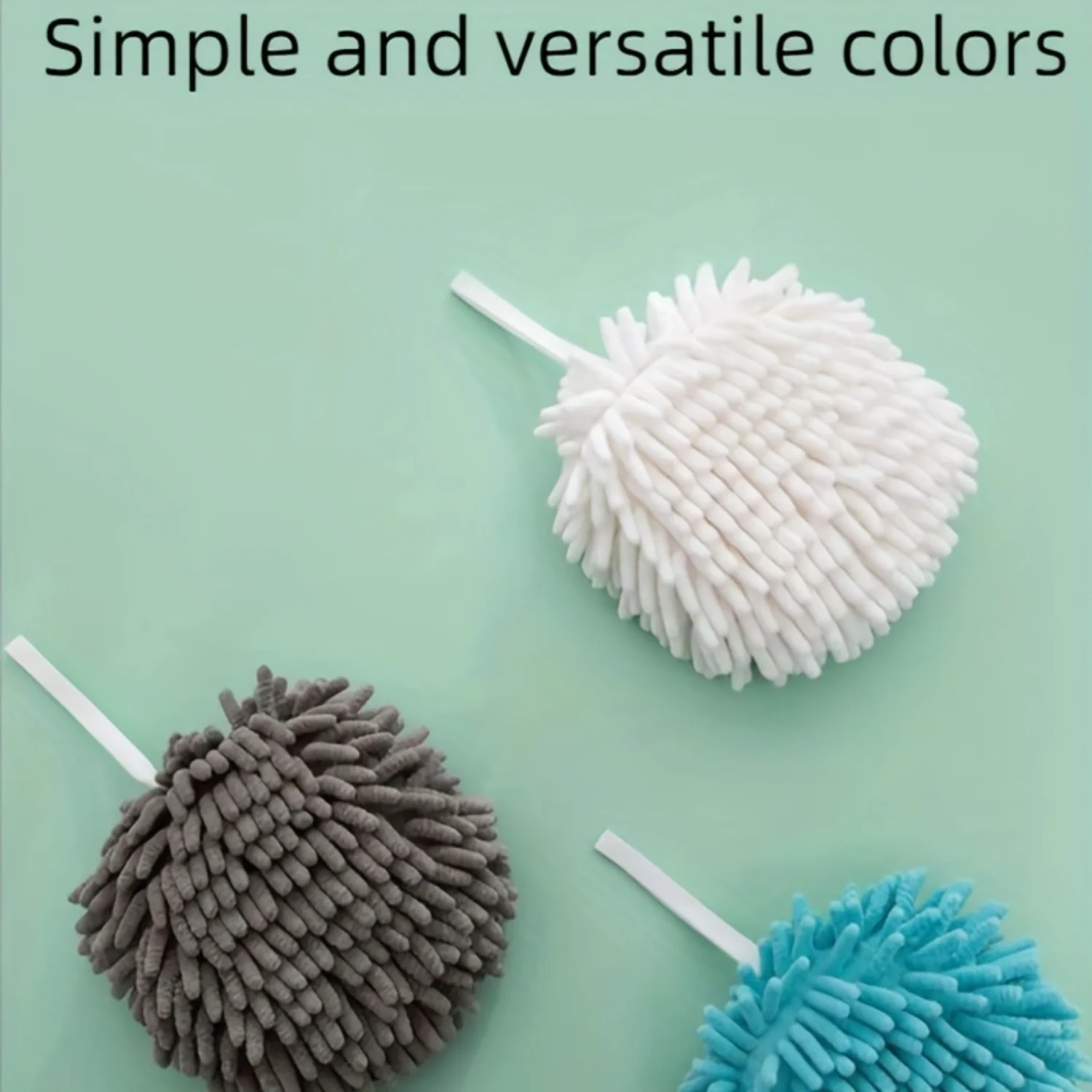 Super Fluffy Chenille Ball Towel for Hanging in Bathroom - Highly Absorbent and Quickly Dries Hands