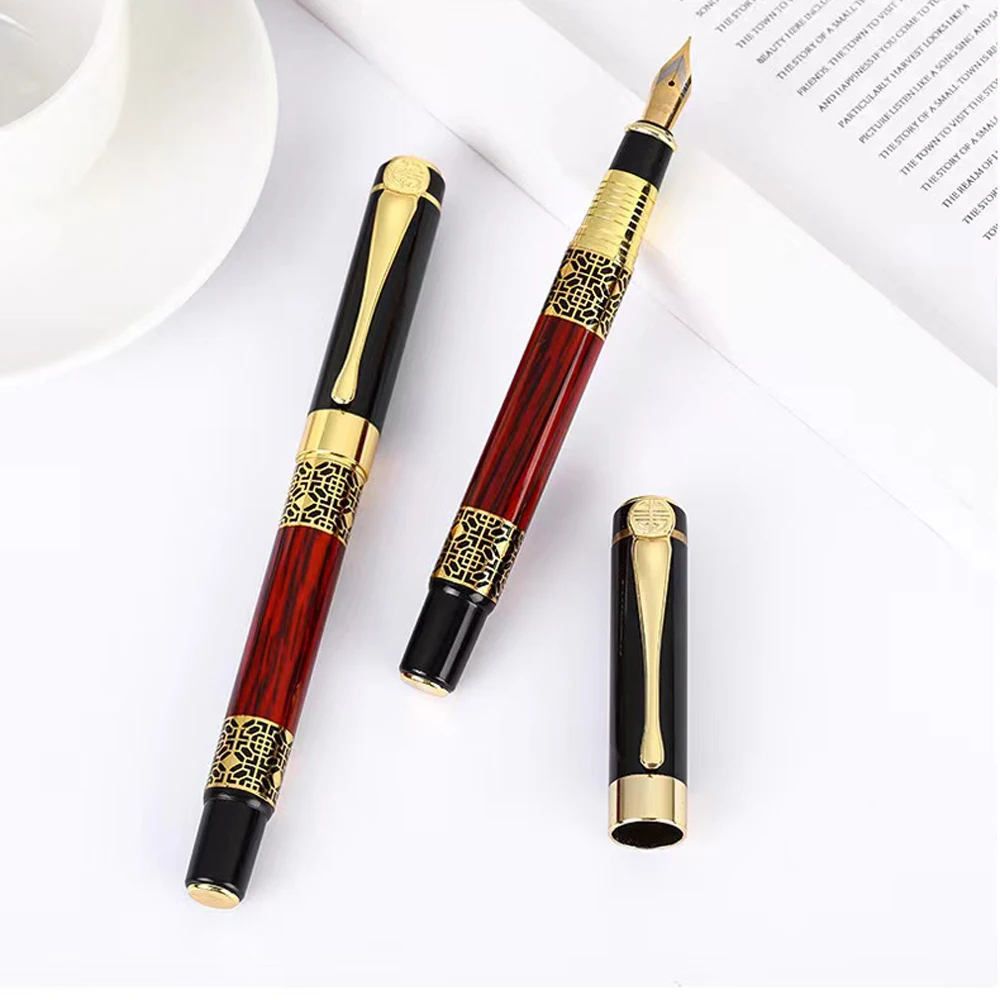 High Quality Wood Grain Luxury Business Pen School Student Office Stationery Fountain Pen New Ink Pen