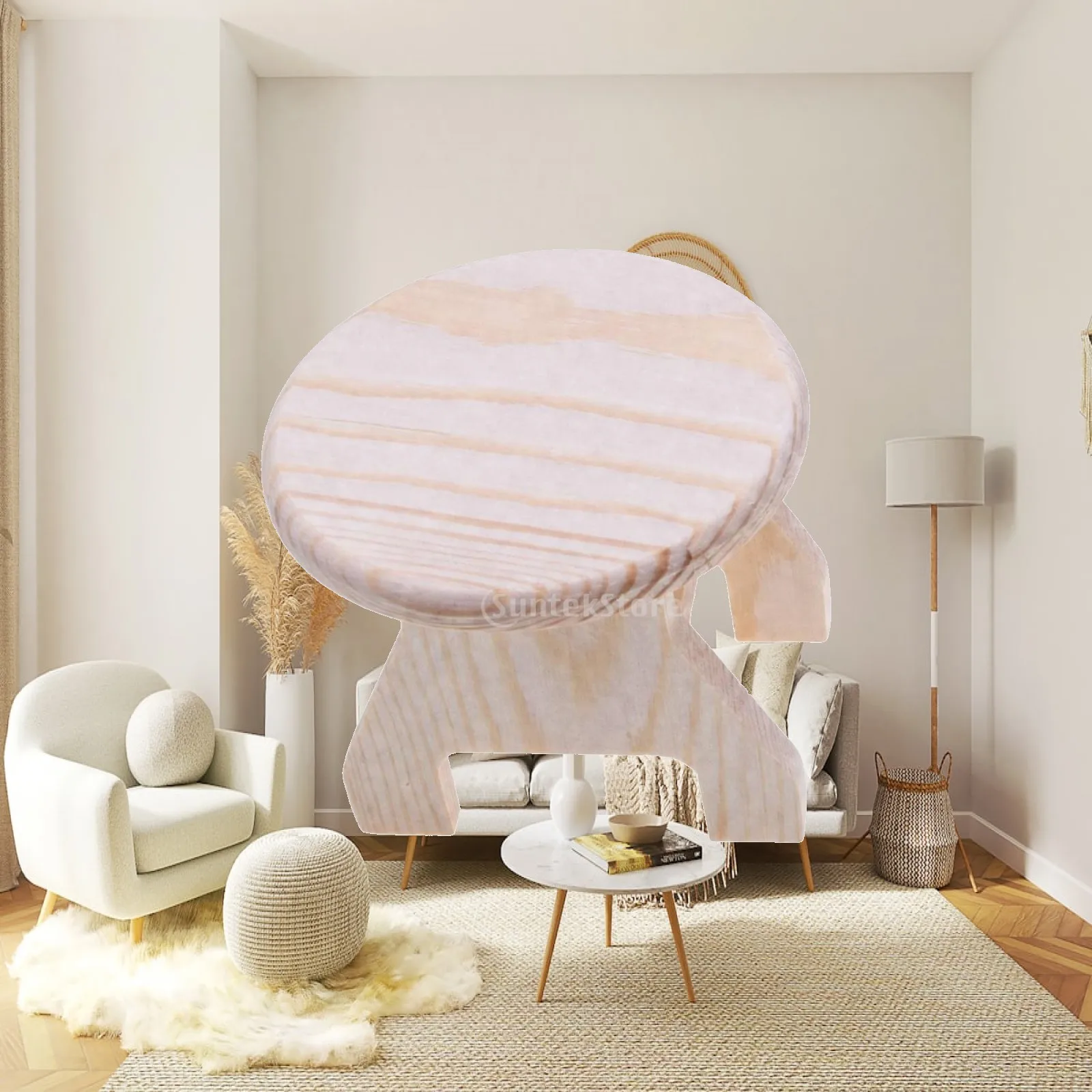 Unfinished Wood Dollhouse Table Wooden Miniature Round Table Display Figurine Artisanal Look Furniture Realistic