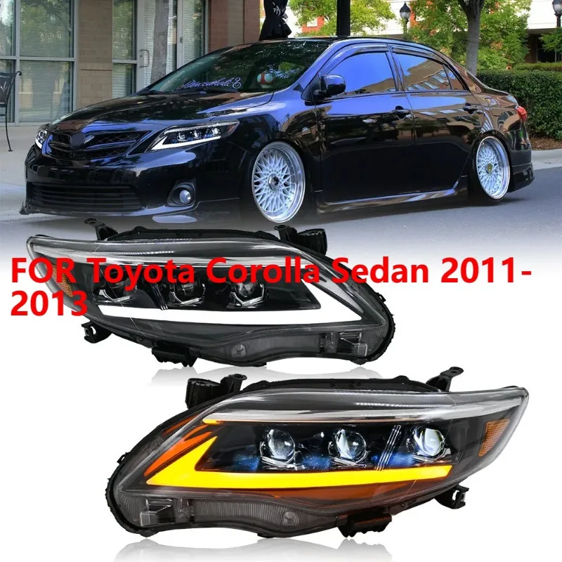 

1 пара светодиодных фар проектора для Toyota Corolla Sedan 2011-2013, фара DRL в сборе