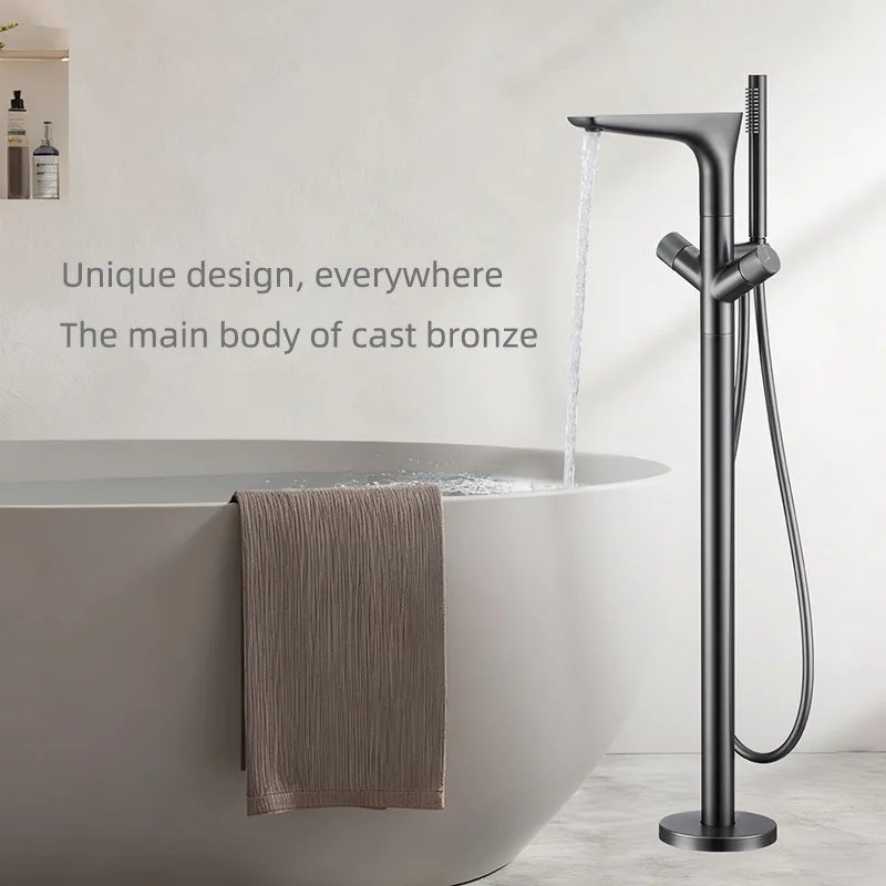 Bathroom Bathtub Floor Standing Faucet with Honeycomb Spout Integrated Hot Cold Control Hotel Shower