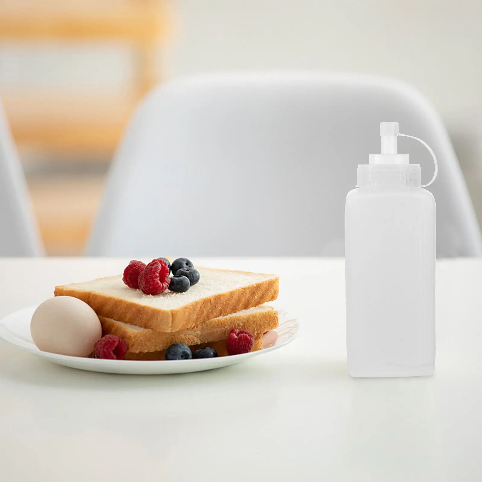2Pcs Plastic Squeeze Bottles Wide Mouth Leakproof Kitchen Sauce Dispensers for Home Salad Dressing Jam Honey Storage view 5
