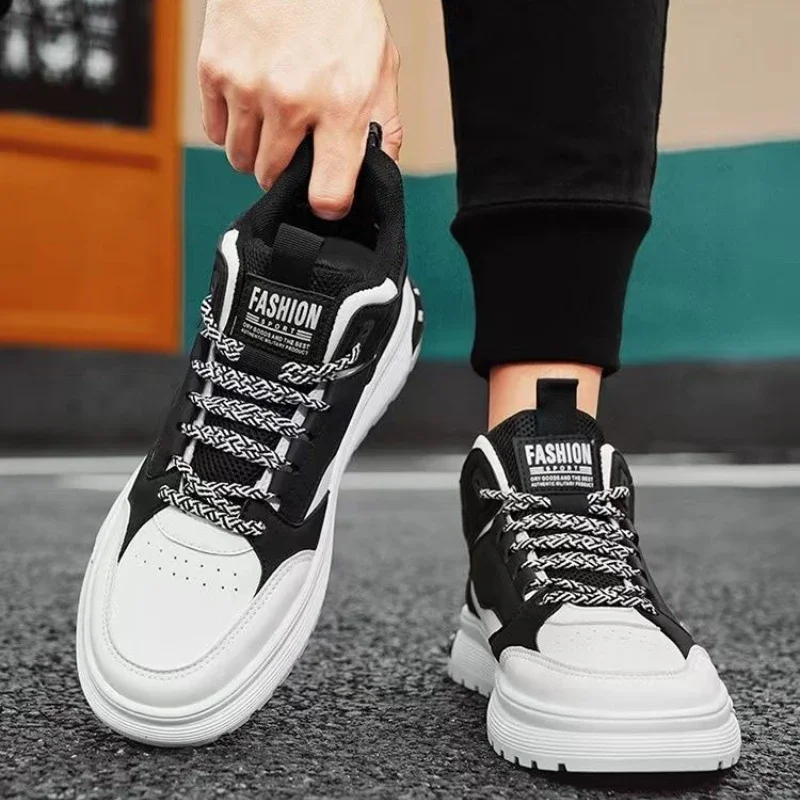 

Осень-зима, Новое поступление, модная высокая мужская обувь для молодых студентов, нескользящие повседневные спортивные кроссовки, легкие