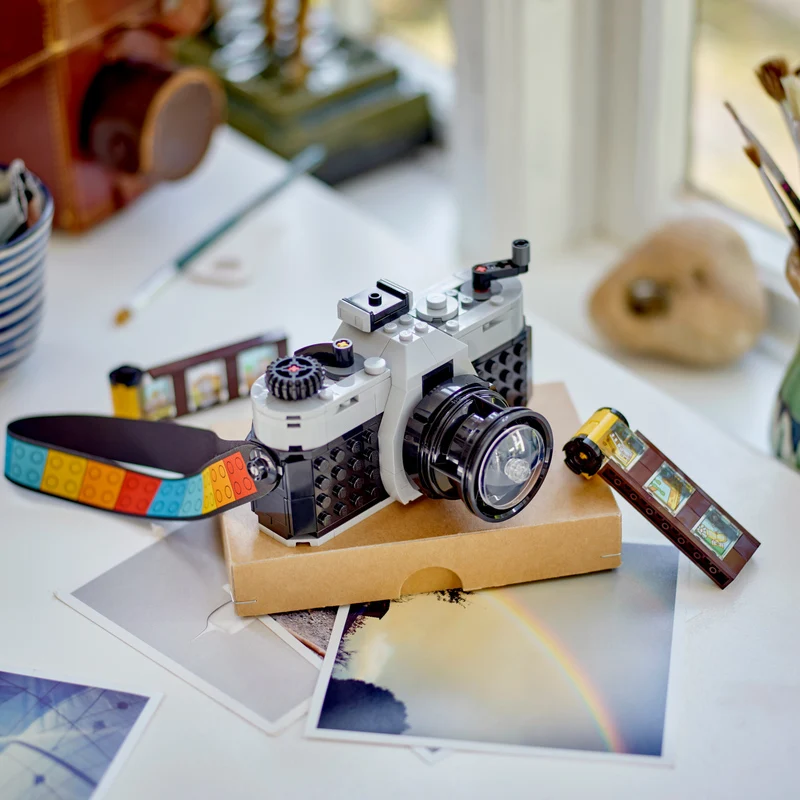 

LEGO retro camera 3 and 1 set of miniature building block models for children's birthday gifts, children's collection toy set