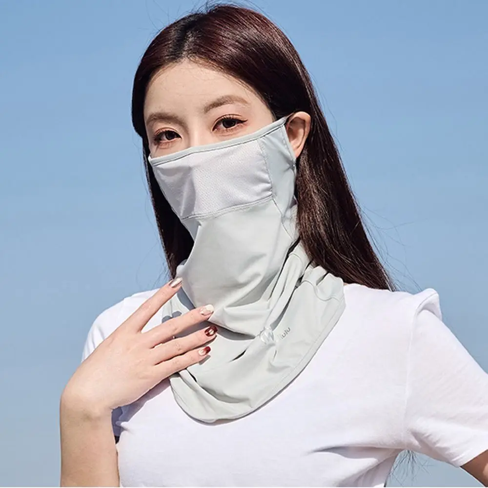 

With Neck Flap UV Protection Face Scarves Solid Color Womne Neckline Mask Ice Silk Men Fishing Face Mask Summer Sunscreen Mask