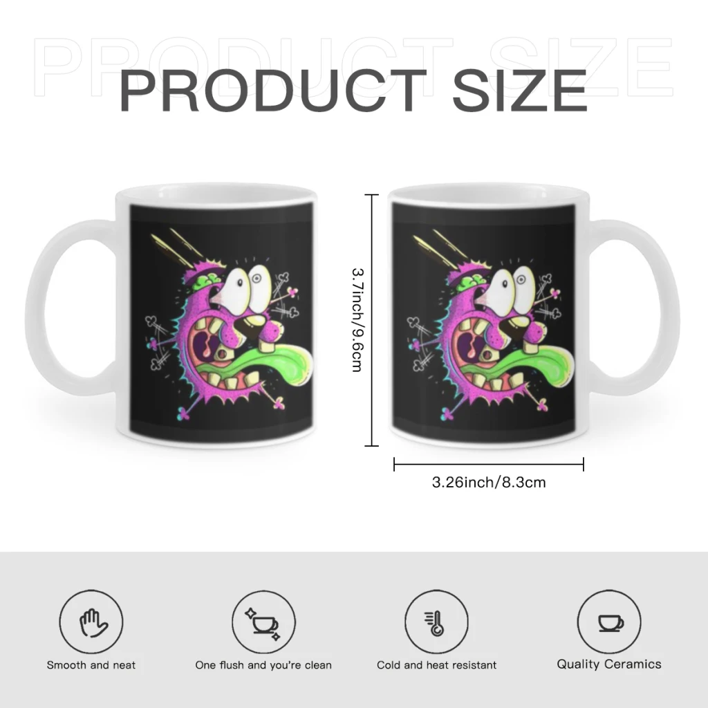 Cartoon T-COURAGE C-Cowardly Dogs Coffee Mug 11oz Fun Ceramic Coffee Tea Cocoa Cup Handle Tea Drink Cup