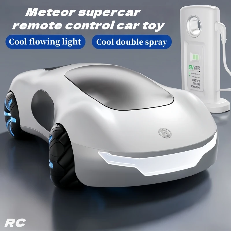 

Meteor Supercar RC Remote-Controlled Toy with Smoke Spray, LED Flowing Lights, Drift Mode, and Gesture-Controlled Stunt Features