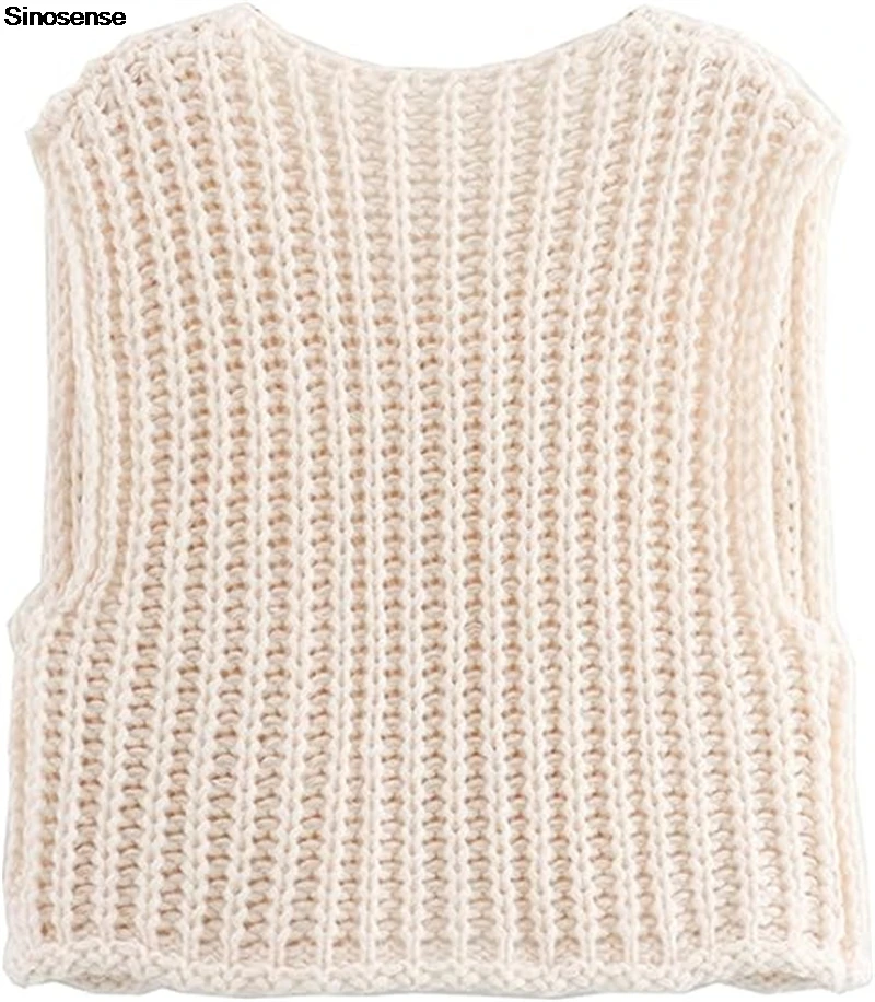 Women Chunky Knit Vest Gold Button Down Sleeveless Sweater Vest Casual Daily Wear Going Out Street Travel Crop Crochet Knit Vest