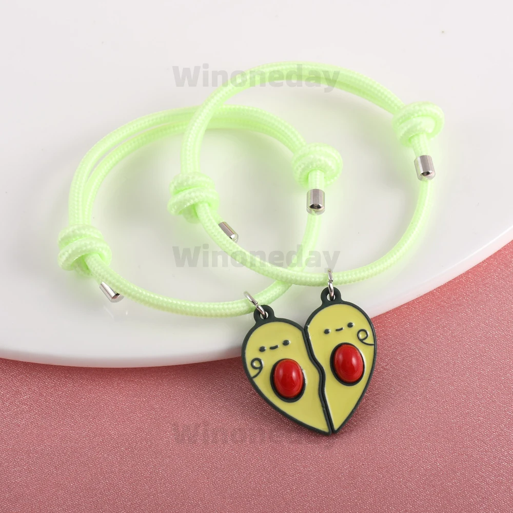 Winoneday 2Pcs/Set Cute Heart Shaped Avocado Best Friend Bracelet BFF Friendship Jewelry Gifts for Girls