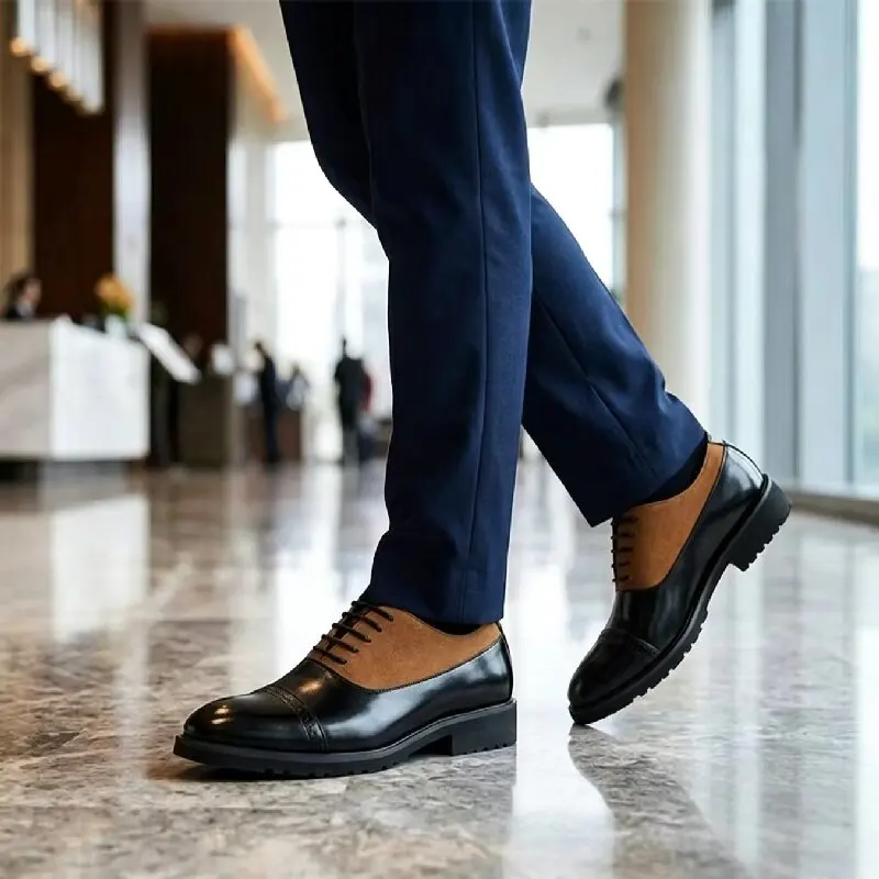 Popular Men Formal Shoes with Black Stitching British Fashion Brand Blok Shoes Gentlemen's Banquet Shoes Sizes 38-46 Men Shoes