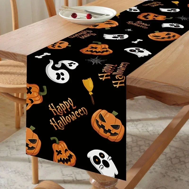 Halloween-Tischläufer, Halloween-Party-Dekoration, Kindergeschenke, gruseliger Kürbis-Geist, Tischläufer, Partyzubehör für Süßes oder Saures