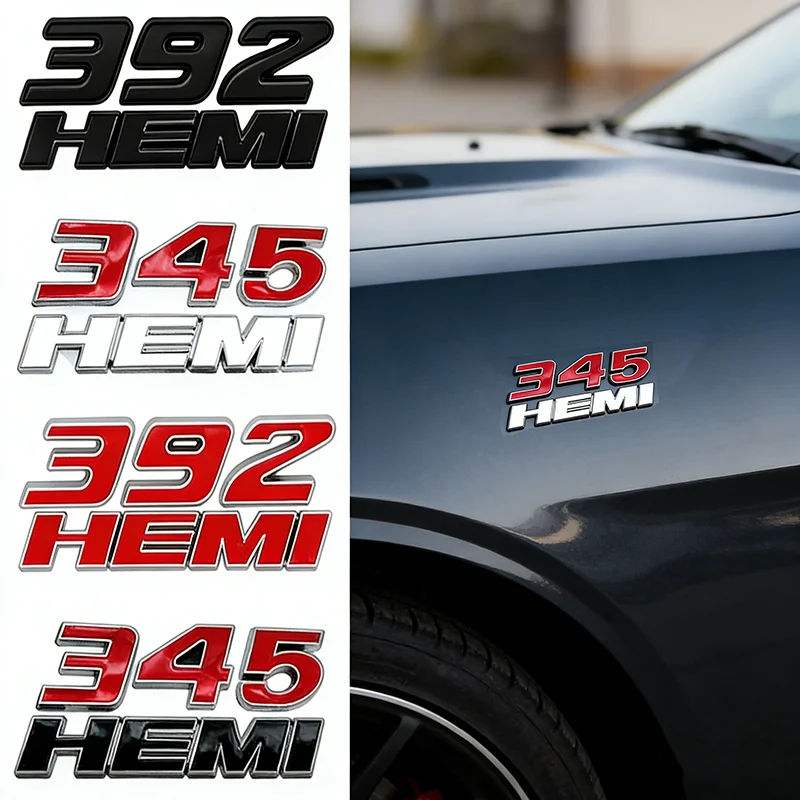 Emblema Metálico 3D para Maletero Trasero de Coche, Adhesivo para Dodge 345 392 HEMI Charger Challenger Ram Viper Caravan Durango