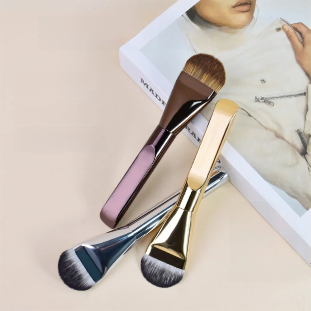 Brocha para base ultrafina, lengua ancha, sin polvo, corrector, sin marcas, máscara de cabeza plana, herramientas de belleza para mujer