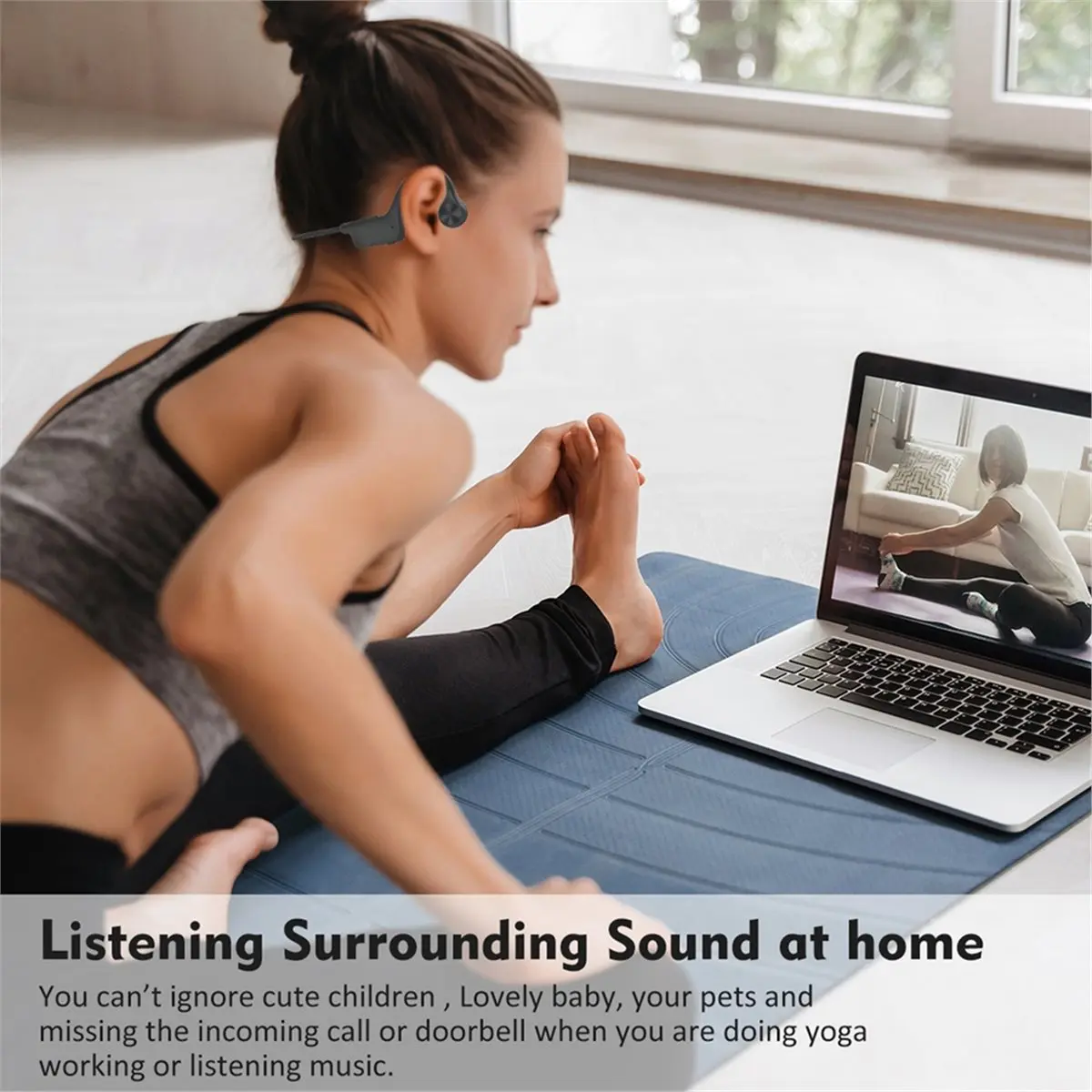 A32I Real Bone Conduction Headphone Type-C Wireless Bluetooth Earphone Waterproof Sport Headset with Mic for Running Driving
