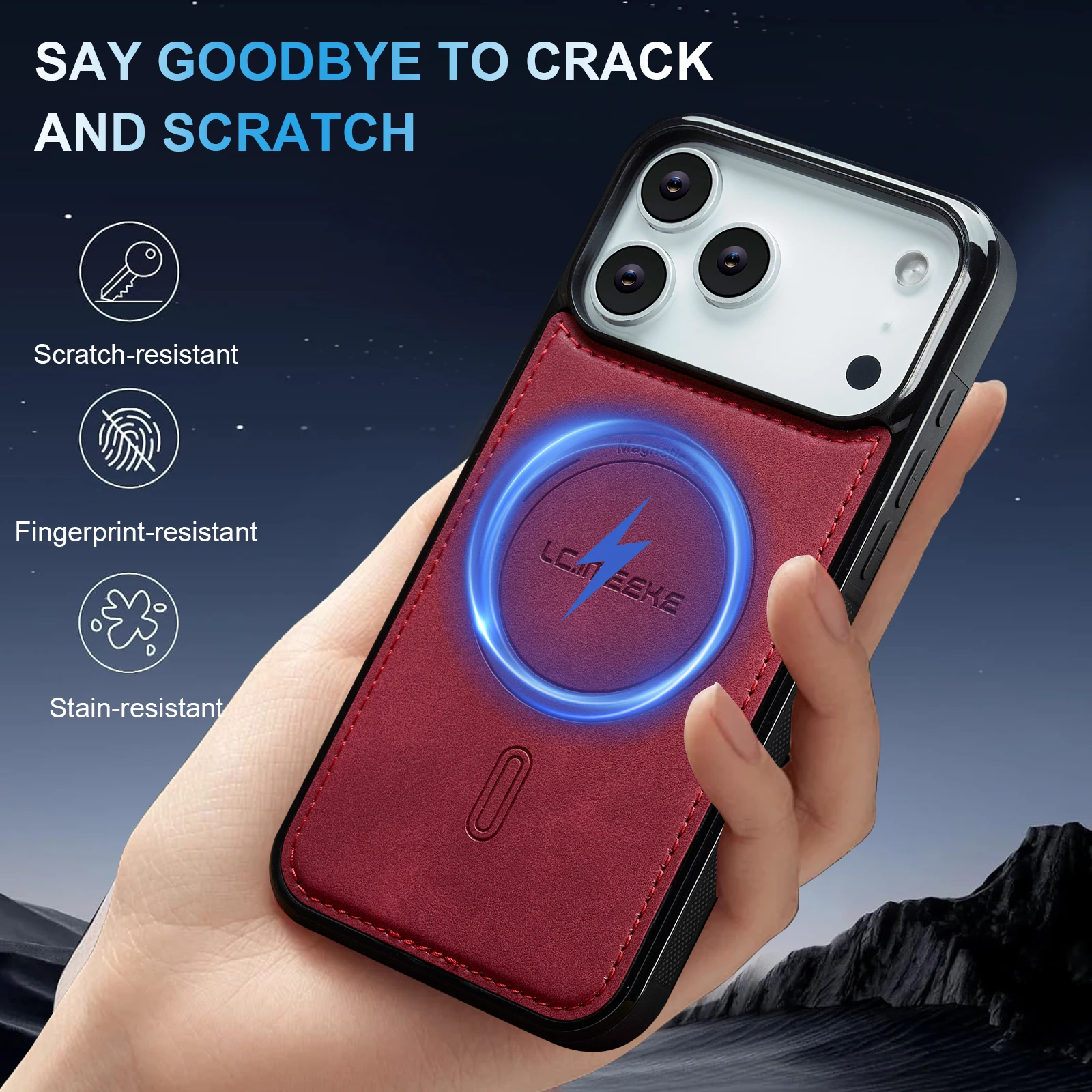 For iPhone 17 Pro Max 16E 16 Air 15 14 Leather Phone Case with Magnetic Attraction Feature Premium Protection - náhled 2