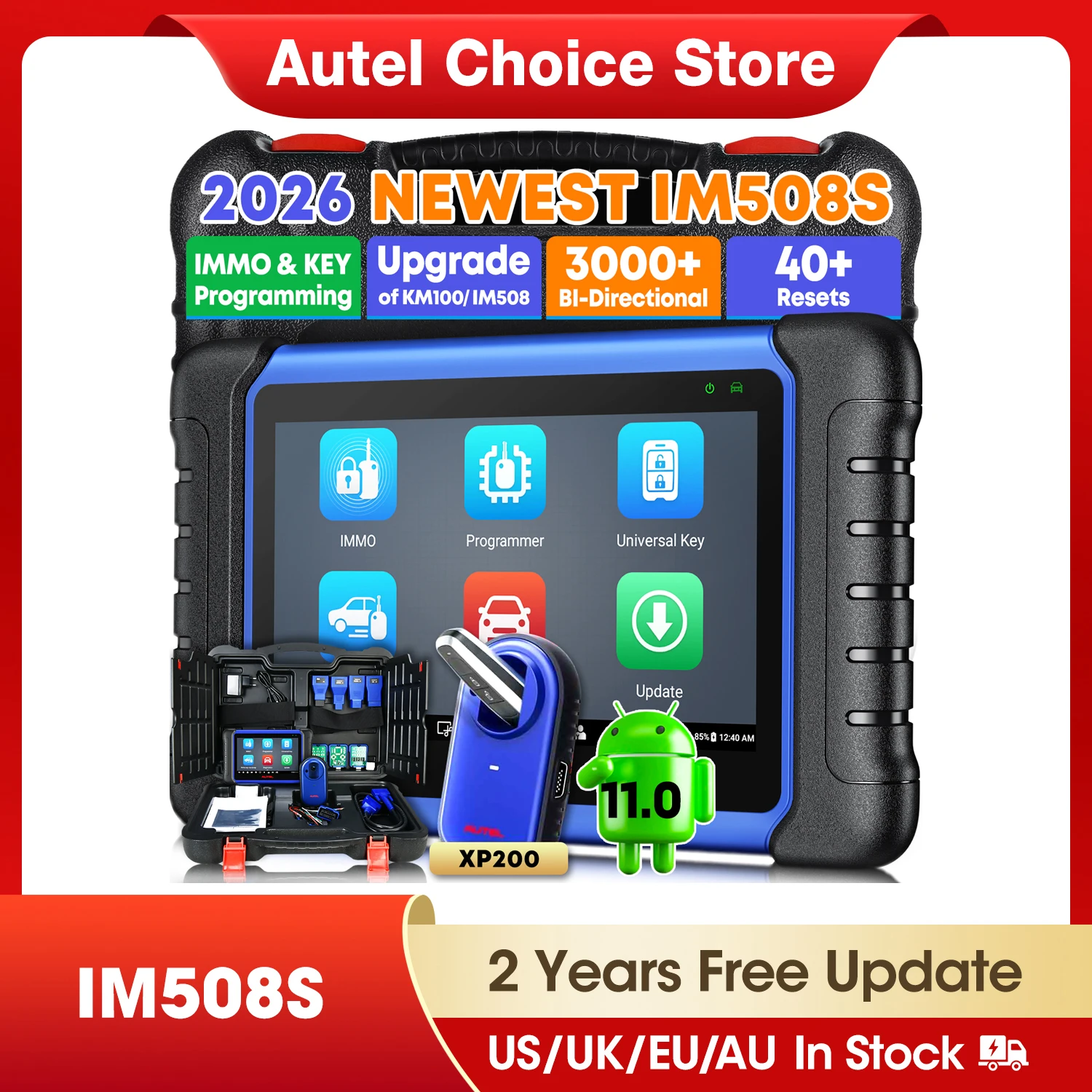 Autel MaxiIM IM508S IM508S PRO IMMO Key Programming Tool OBD2 Scanner XP400PRO All-in-One Key Programmer Automotive Scanner, 3000+Test, 40+ Service, 2 Years Free Update PK KM100 IM508
