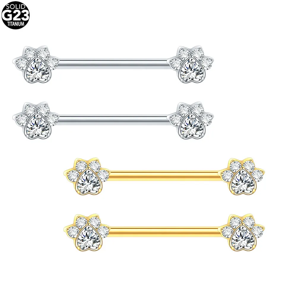 1/5PCS Cat Paw Nipple Piercing Titanium CZ Zircon Sexy Nipple Shield Ring Nails Barbell Mamilo Piercing Jewelry Chest Decor 14G