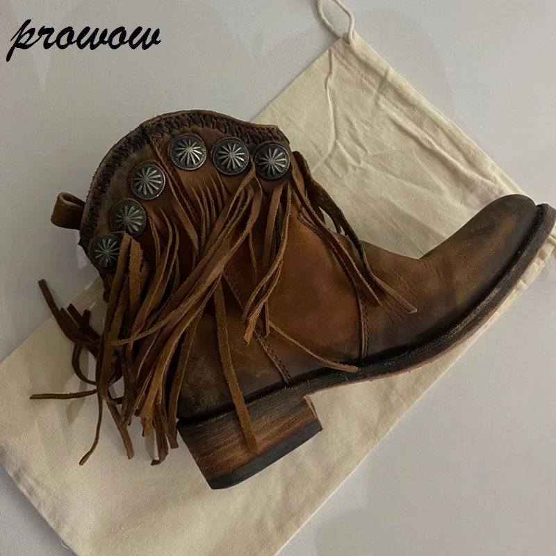 

Новые сапоги до колена в национальном стиле в стиле ретро с металлической кисточкой на толстом каблуке и круглой головке, женская обувь Zapatos mujer