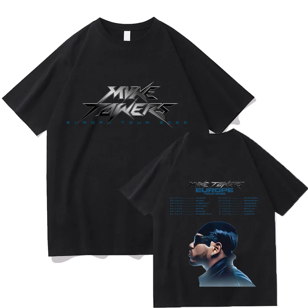 Myke Towers Eurpe Tour 2025 Tshirts Hip Hop Rapper Men Casual Cotton T-shirts Unisex Funko Pop Streetwear New Short Sleeve Tees