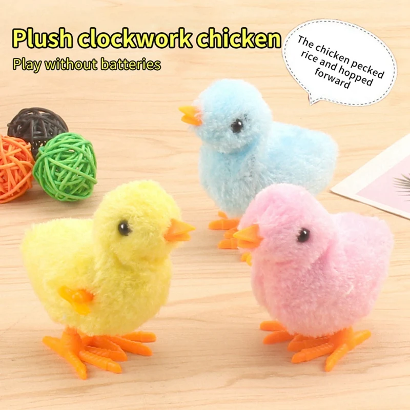 5Pcs Easter Wind Up Chick Toys Novelty Jumping Chicken Gag Plush Baby Chicks Toys Favors Gift For Kids Girls