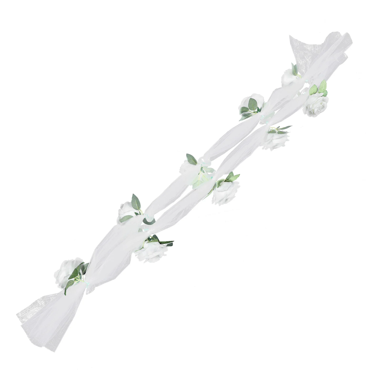 

Artificial White Roses Decoration Belt Silk Cloth Floral Prop Bride nament Lifelike Flowers Wedding Car Decor Year Round