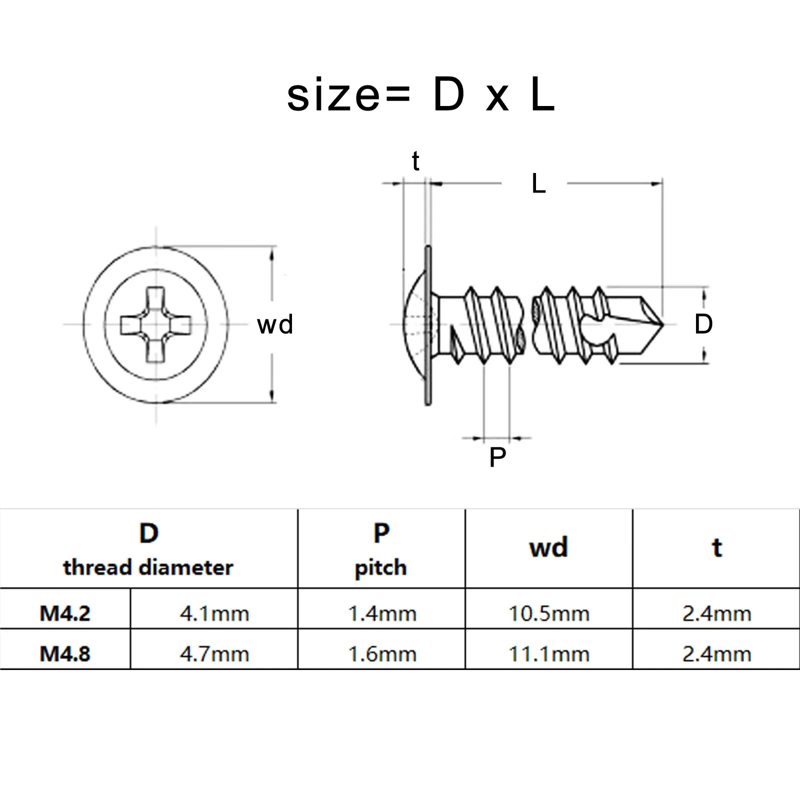 # 8 M4.2 مسامير الصفائح المعدنية ذاتية التنصت 410 رأس تروس من الفولاذ المقاوم للصدأ عالية القوة سريعة التنصت مسامير تيك مخرطة للمعادن #6