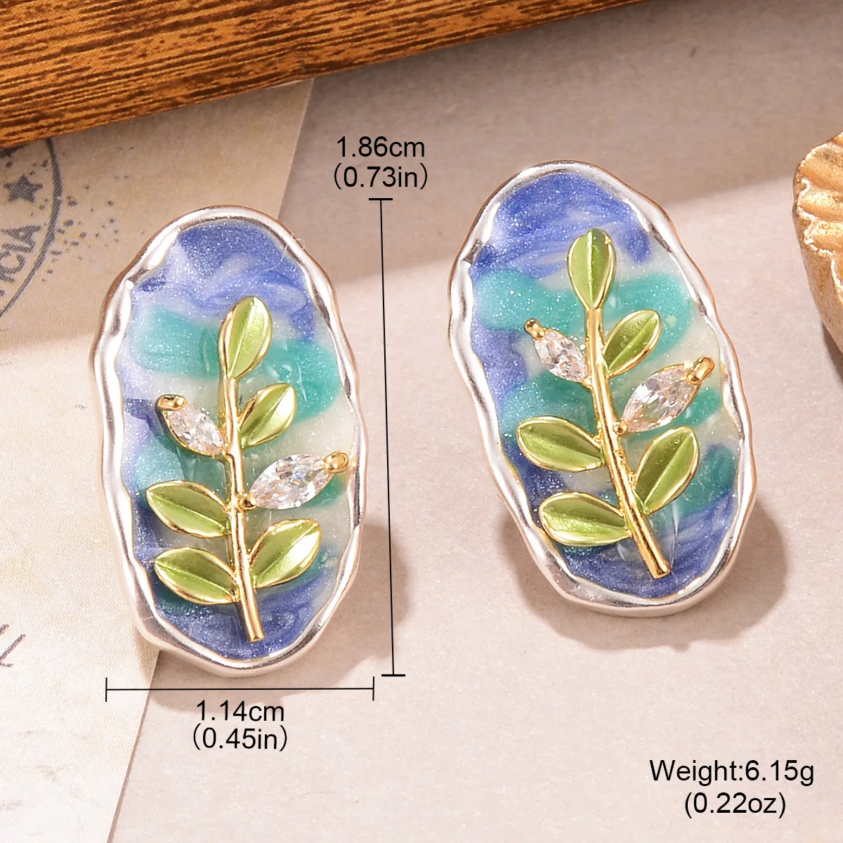

Oil Painting series 925 Silver needle fashion jewelry vintage French retro style PVD 18k gold plated pearl drop stud earrings