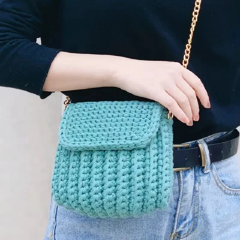 Handmade woven shoulder crossbody bag, shell bag, fashionable mobile phone bag, women's compact storage bag