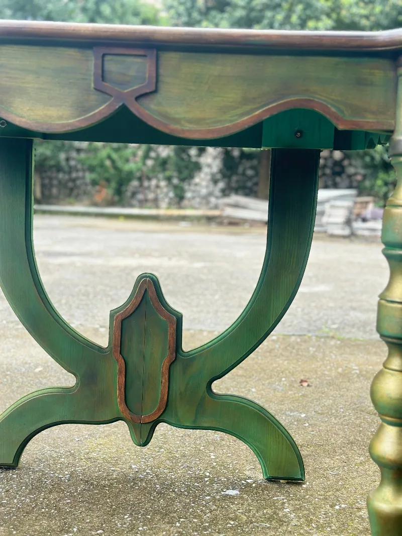 طاولة زينة مكتبية للشرفة منقوشة باللون الأخضر الأمريكي الفرنسي وأثاث على الطراز الأوروبي العتيق #4