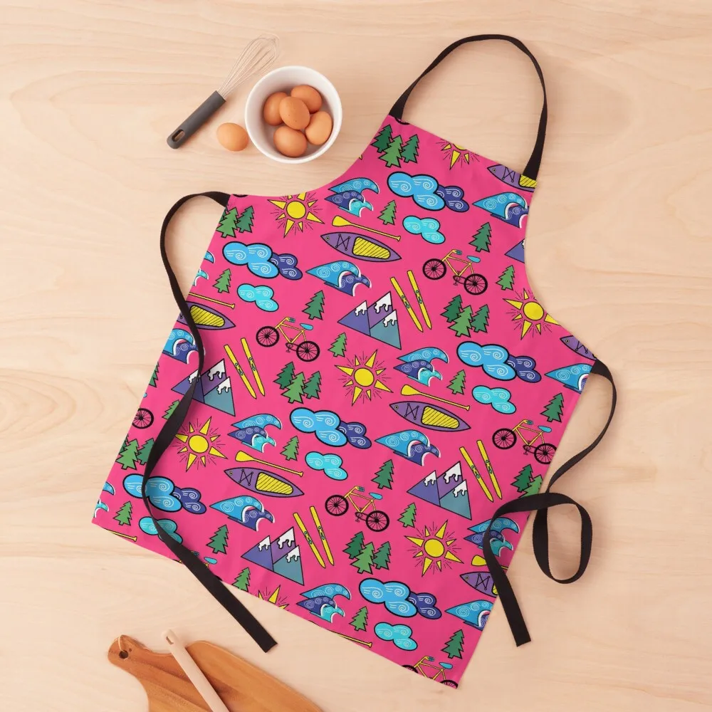 

Outdoor Adventure Pattern - Pink Apron Cute Kitchen Accessories Beauty Apron