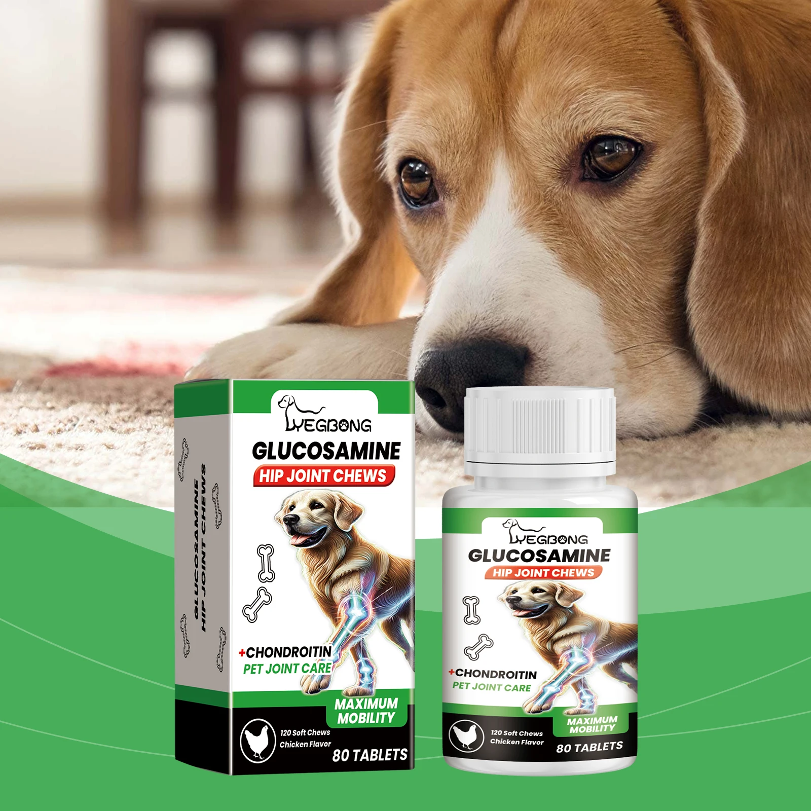 Dog Joint Care Tablets, Glucosamine Hip Joint Supplement to Support Joint Health & Boost Pet Vitality