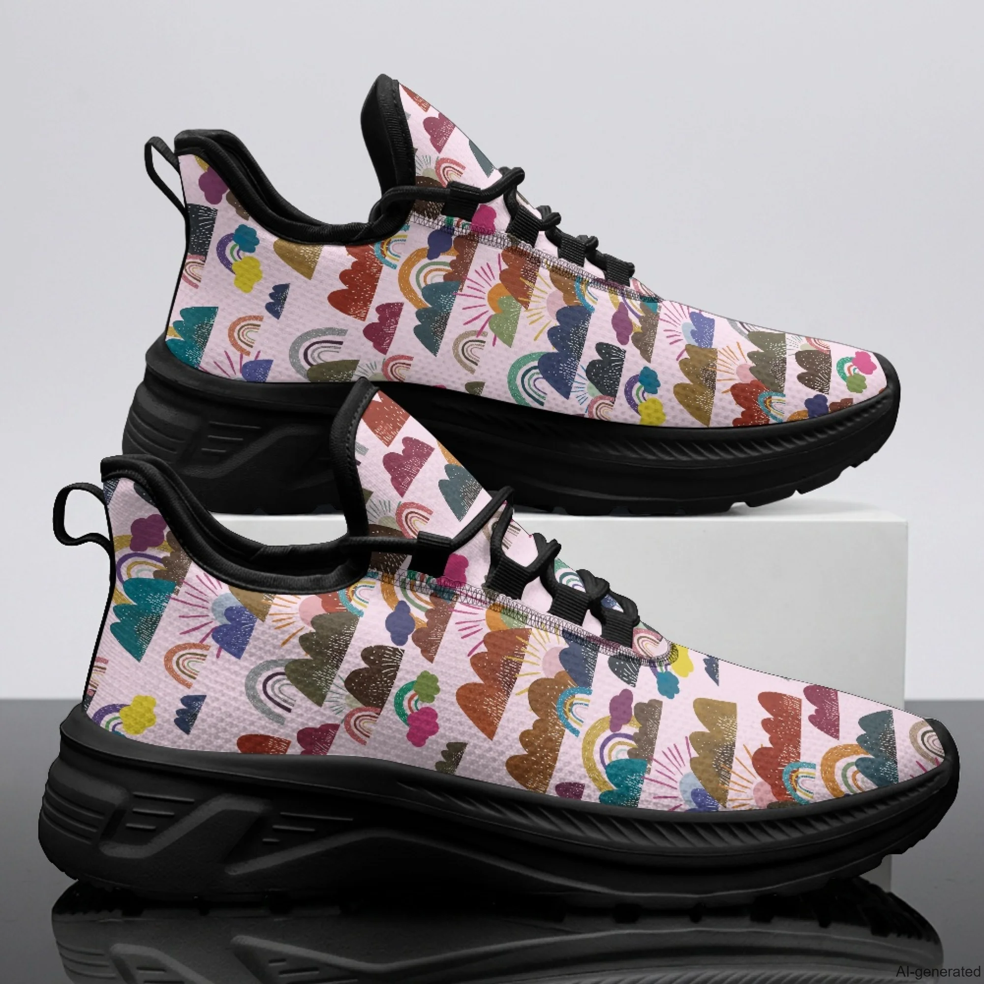 XIXIRIMIDO Womens Walking Shoes Nurse Shoes Nurse Sneakers Rainbow Print Tenis Masculino De Corrida Barefoot Shoes 35-48