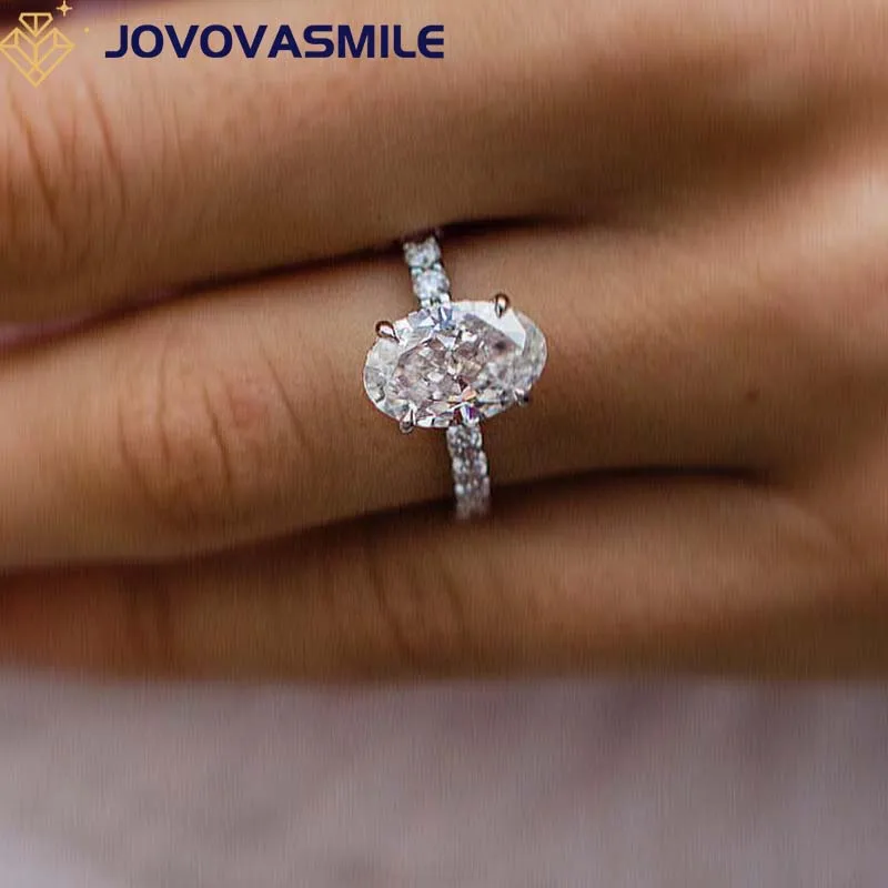 

JOVOVASMILE Real 14k 18k Gold Moissanite Wedding Rings 3.85 Carat 11.5x7.5mm Crushed Ice Hybrid Oval Bague Moissanite VéRitable