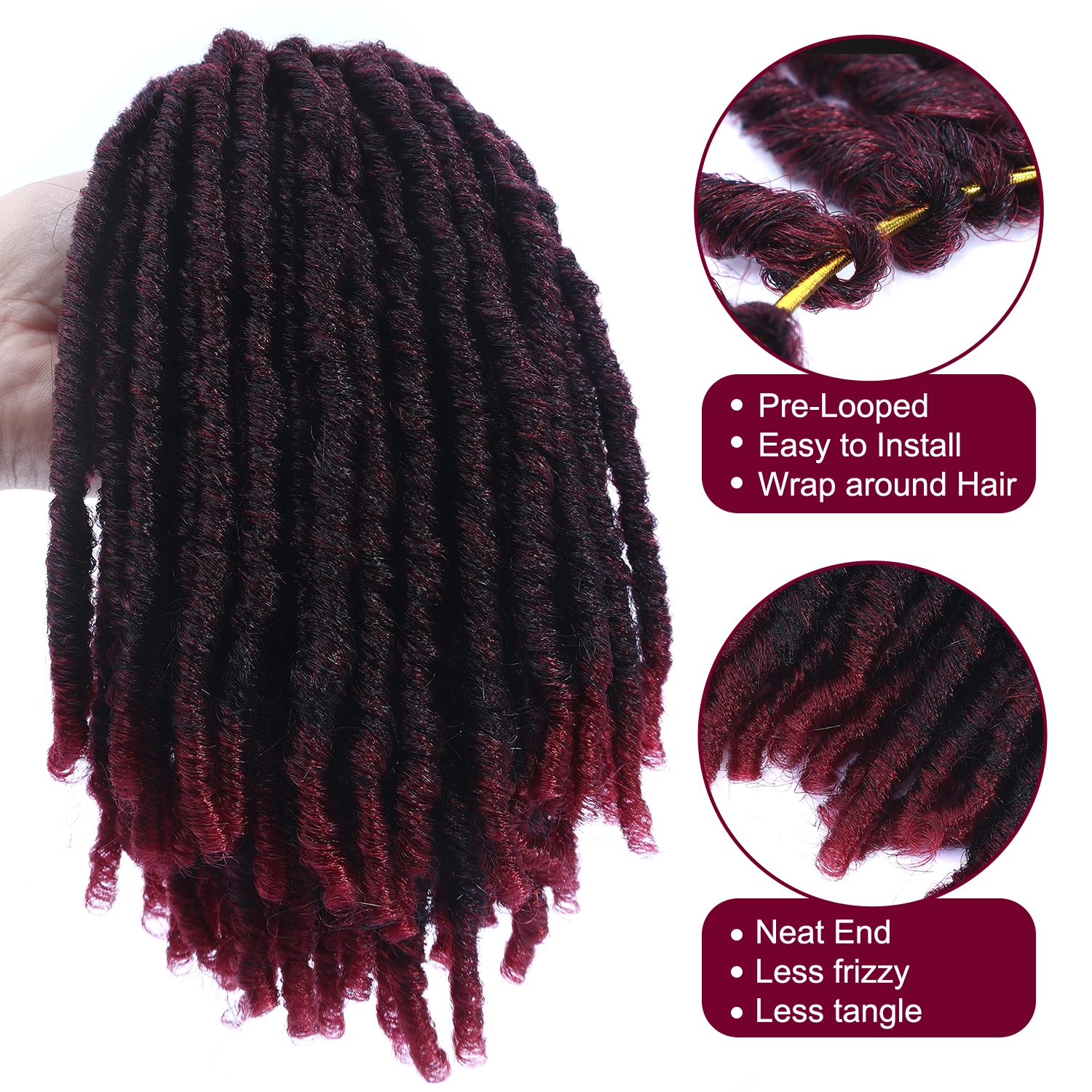 Short Dreadlock Crochet Hair for Black Women Pre-looped Soft locs,  Synthetic Braids Hair Dreadlocks Extensions