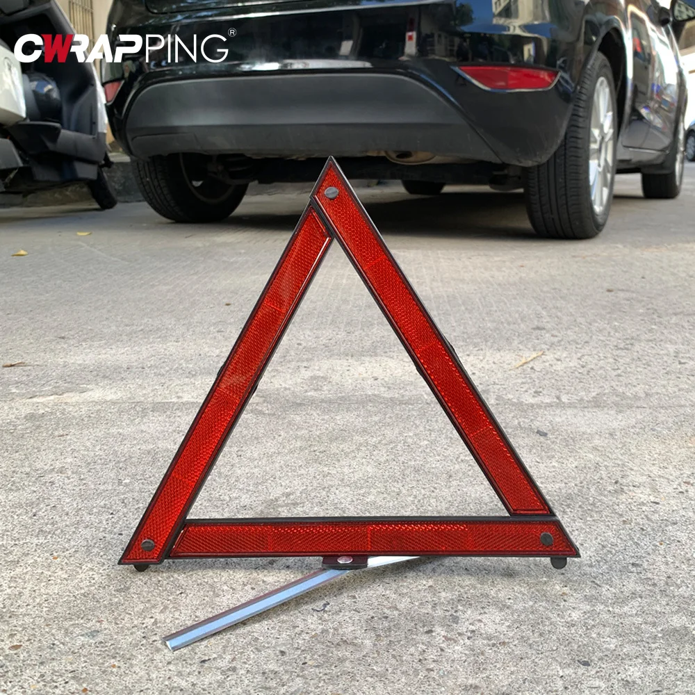 Car Triangle Reflective Tripod Safety Hazard Foldable Stop Sign Emergency Breakdown Warning Reflective Sticker Car Accessories