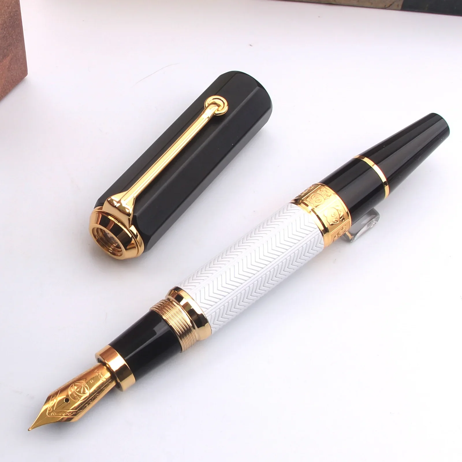 new-lemon-m5-resin-piston-fountain-pen-6-long-knife-blade-nib-large-capacity-ink-writing-panda-pattern-gift-pen