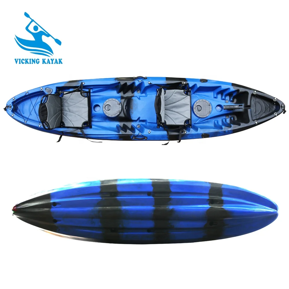 Vicking 12 'Tandem assis sur le dessus pêche famille Kayak 2 personnes ODM Support Kayak gonflable 4 m de longueur LLDPE coque rivière fabriqué en Chine