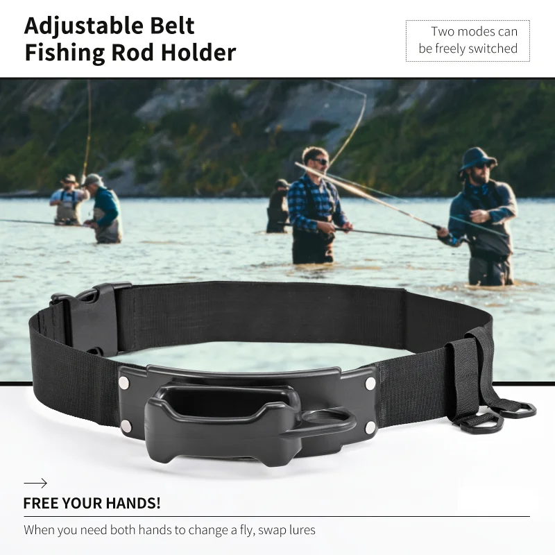 Adjustable fishing rod holder belt, portable multifunctional dual-mode, outdoor fishing equipment safety waist bag