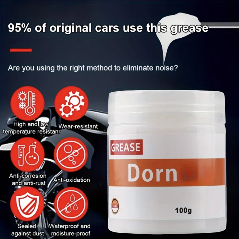 Dorn 100g Automotive Grease for Sunroof Tracks Hinges Window Seals Maintenance Plant-Based Solid Paste Lubricant Noise Reduction