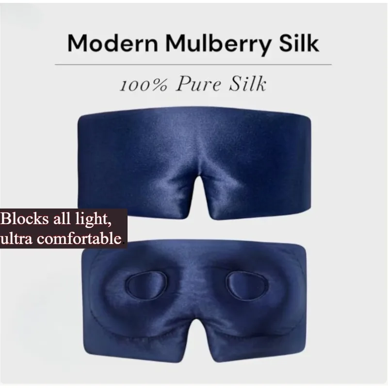 

100% Mulberry Silk Sleep Mask, Pure 22 Momme Silk Eye Mask Blackout for Sleeping, Ajustable, Anti Wrinkle, Silkly Blindfold