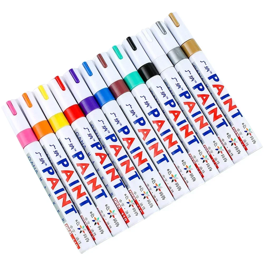 6 Stück bunte permanente ölige Farbmarker, wasserfest, weiße Marker, Reifenprofil, Gummi, Stoff, Farbe, Metall, 12 Farben – Detail 3